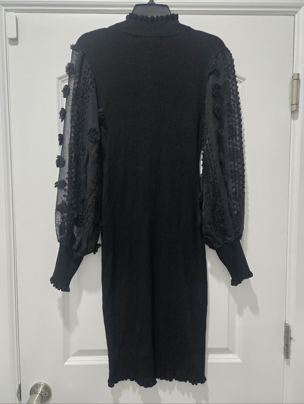 Almost Famous Black Puff-Sleeve Knit Midi Dress